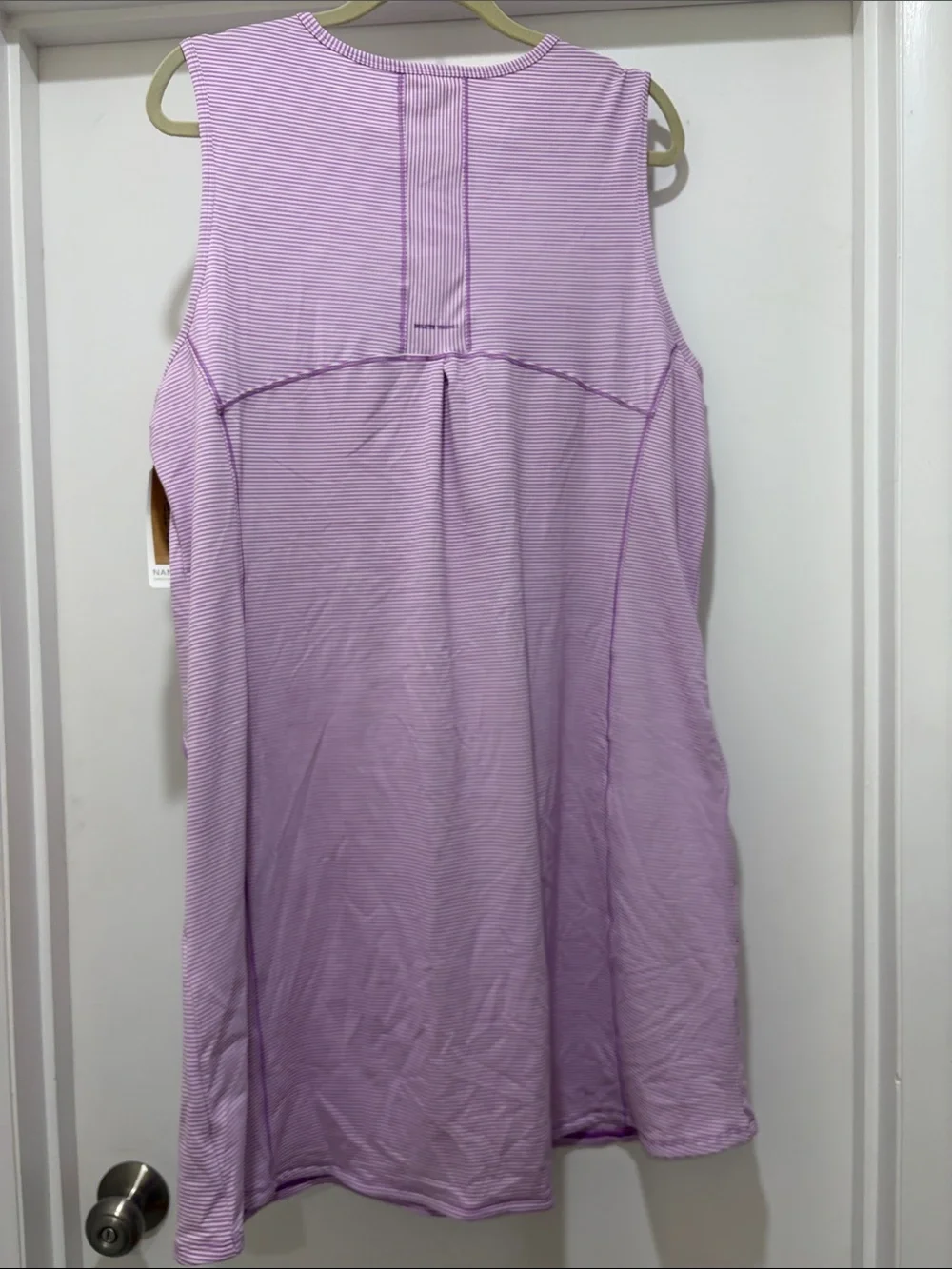 Duluth Trading Co Lavender Striped Sleeveless Dress